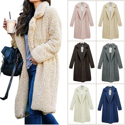 

Explosion models autumn and winter new women's Europe and America lapel fur in the long paragraph lamb cashmere coat