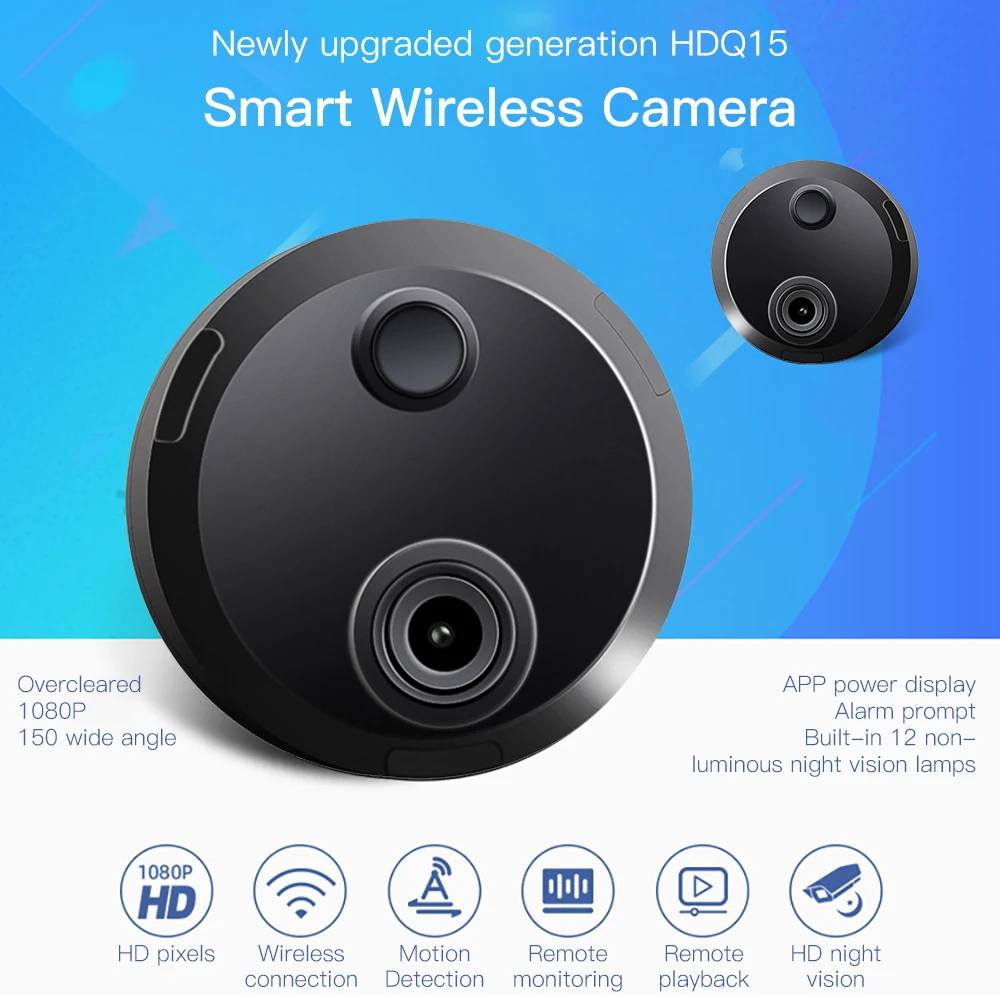 HDQ15 Wi Fi беспроводная мини камера FULL HD 1080P микро ночного видения MicroSD / TF корпус