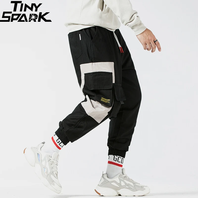 Брюки карго в стиле Харадзюку Мужские штаны для бега с несколькими карманами