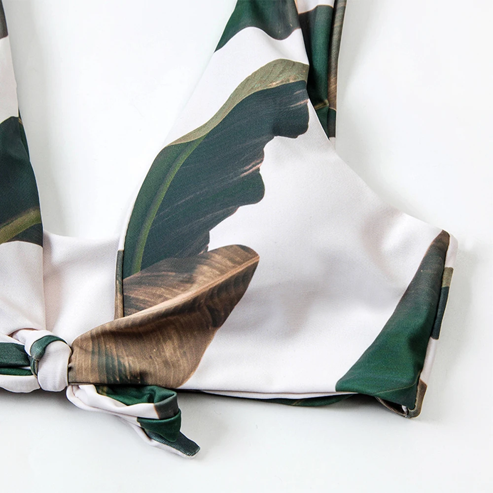 Купальник-бикини пуш-ап женский с тропическим принтом и завышенной талией |