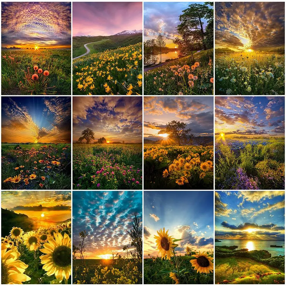 

Алмазная живопись 5D Вышивка пейзаж мозаика закат картина Стразы Цветы Декор полная дрель DIY ремесла настенные наклейки