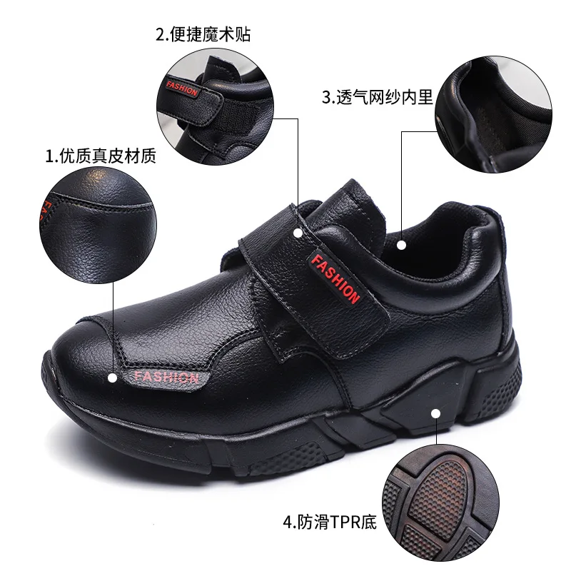 Мокасины детские кожаные лоферы Униформа плоская подошва строгие туфли для