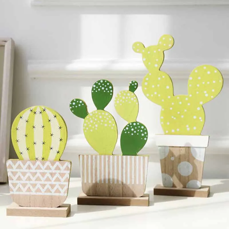 Деревянная модель кактуса необычные настольные украшения для растений
