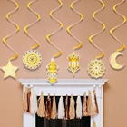 Спиральная подвеска Eid украшение Мубарак Swirl, баннер, звезда, луна, потолочное украшение, Рамадан, кареем, мусульманские товары для вечеринок