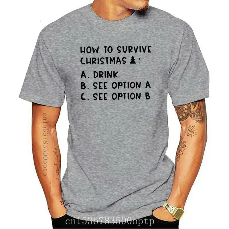 

New Printed Survive Christmas T-Shirt For Men 2021 Crew Neck Hilarious Men Tshirt Oversize S-5xl Clothes Hiphop Tops