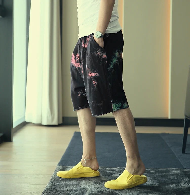 Мужские спортивные шорты Tie Dye хлопковые хипстерские французские махровые с