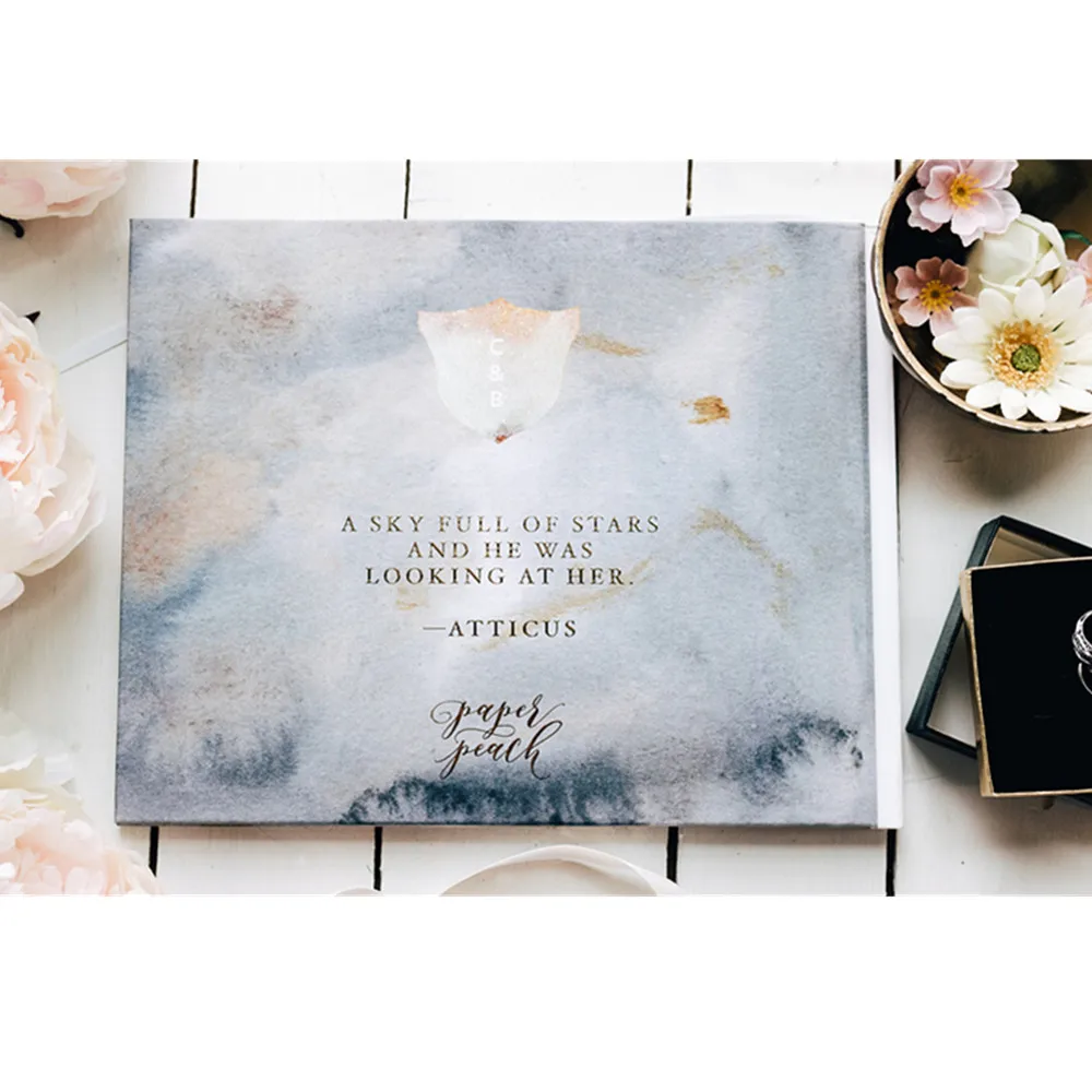 Фольга Золотая Свадебная Гостевая книга с именем звезды на заказ помолвка