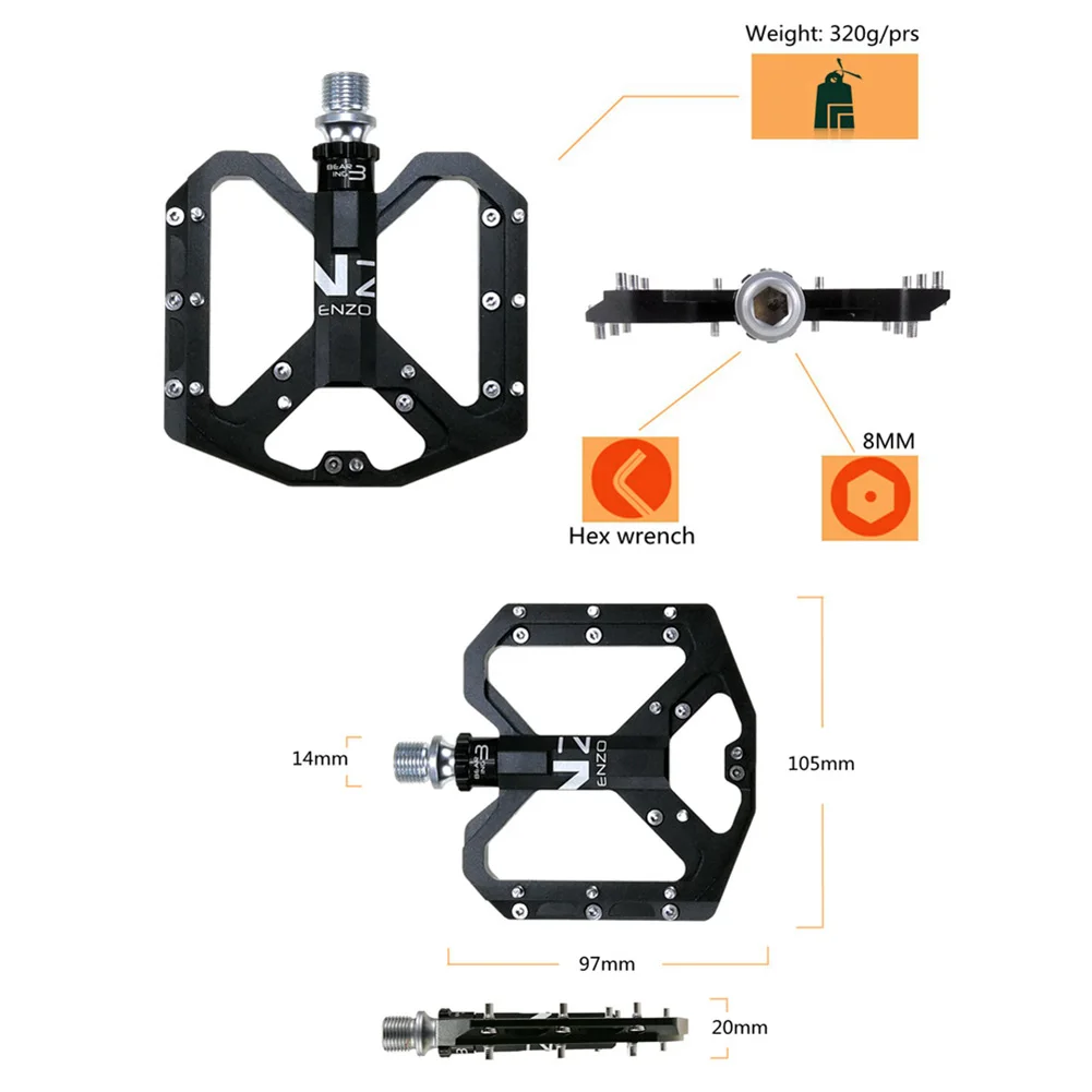 

6-bearing pedals Bicycle pedals For mountain road bike Aluminuim alloy