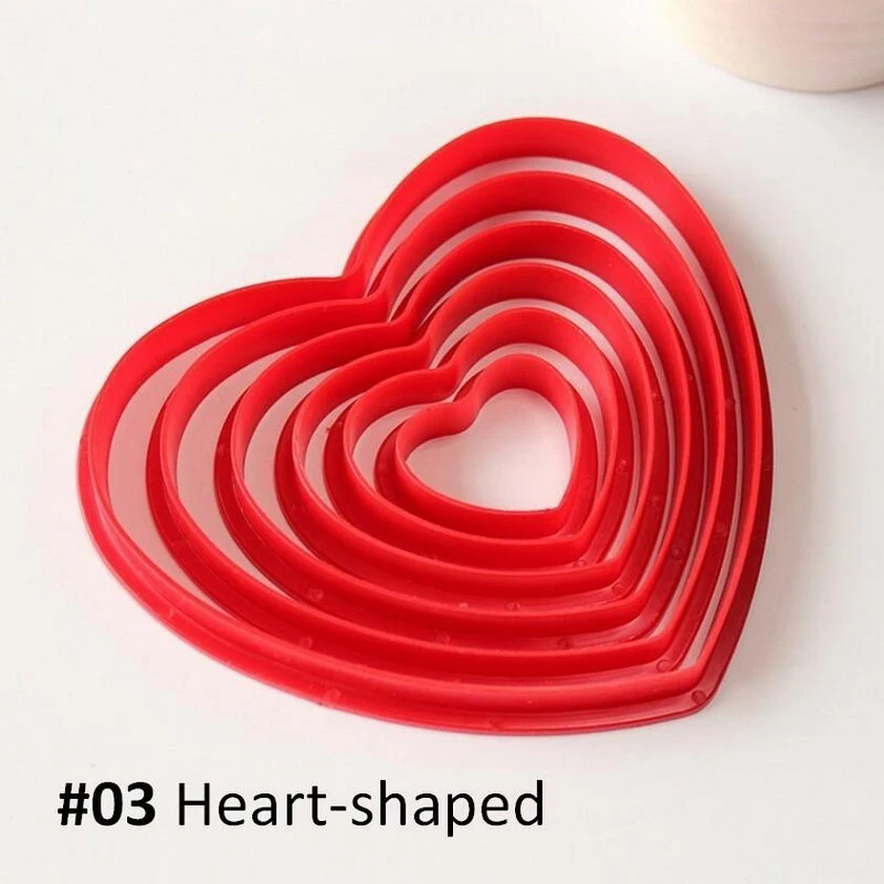 

6pcs/set Star Shaped Heart Shaped plastic Cake Mold Biscuit Cutter Cookie Cutter Biscuit 3D cake decorations Moulds Baking Tools