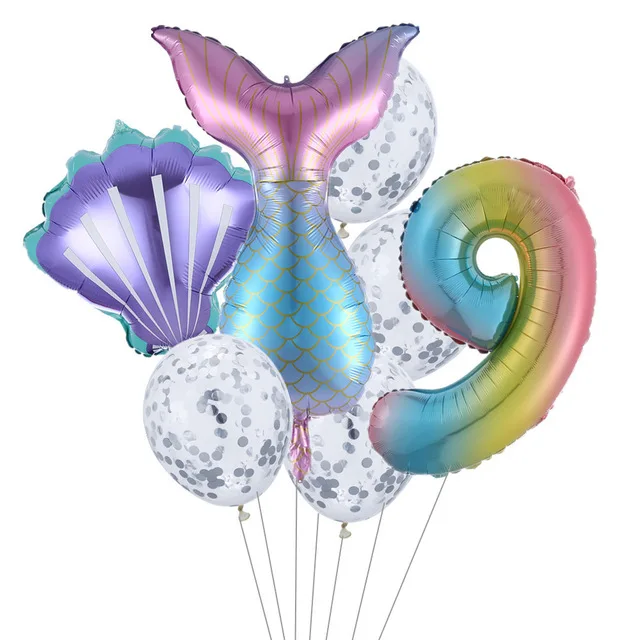 7 шт./лот Русалка Вечерние шары 30 дюймов номер воздушные из фольги для дня