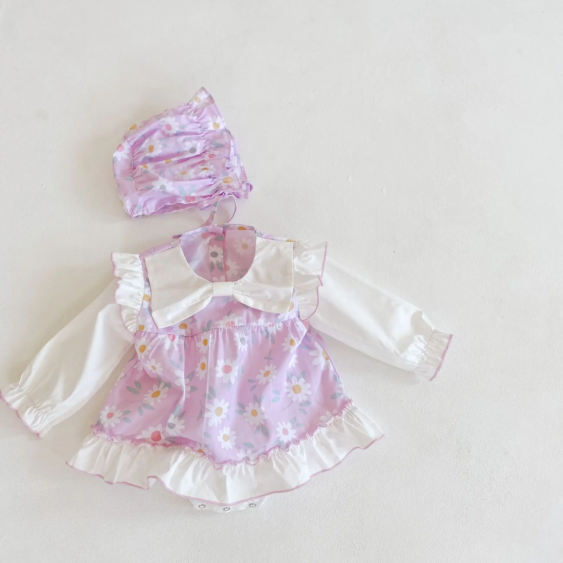 

Baby Girls Long Flying Sleeve Bodysuit 2020 Cotton Full Of Floral Dress Lace Cute Fashion Clothes Spring Autumn Jumpsuit Outfits