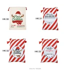 Оптовая продажа, 30 шт.лот, мешки Санта-Клауса в красную полоску, конфеты, трость, Рождество, Санта-Клаус, сумка из парусины, персонализированный подарок для детей, большая сумка Санта-Клауса