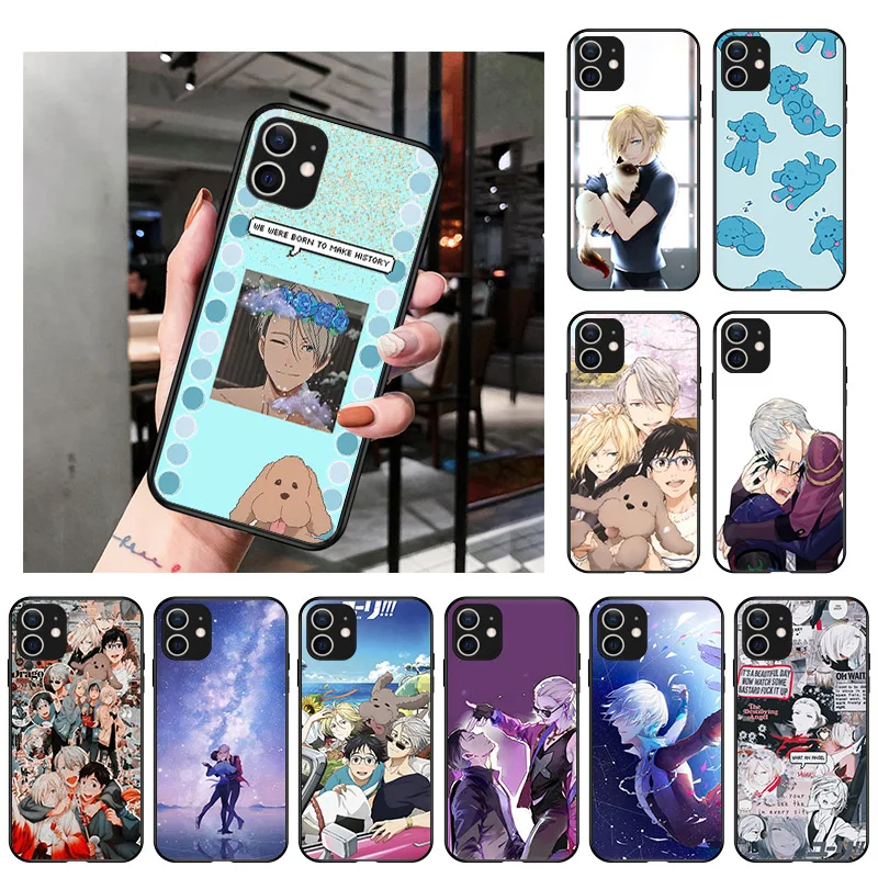 Чехол для телефона iPhone 13 12 11 Pro XS Max SE2020 X XR 7 8 6s Plus Yuri On Ice аниме ТПУ мягкие черные