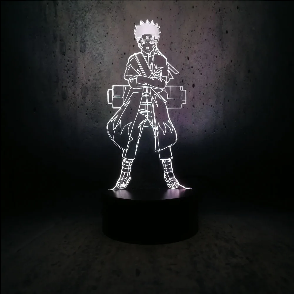 Наруто 3D светодиодный светильник стоячий холодный мультяшный человек ночник