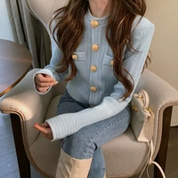 elegant slim cardigans long sleeve solid color knitted jacket ladies high street office sweater outwear 2021 spring autumn new