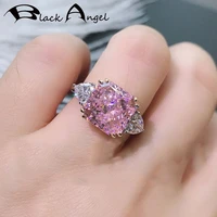 black angel luxury 925 sterling silver princess pink created moissanit zircon rings women fine jewelry anniversary wedding gift