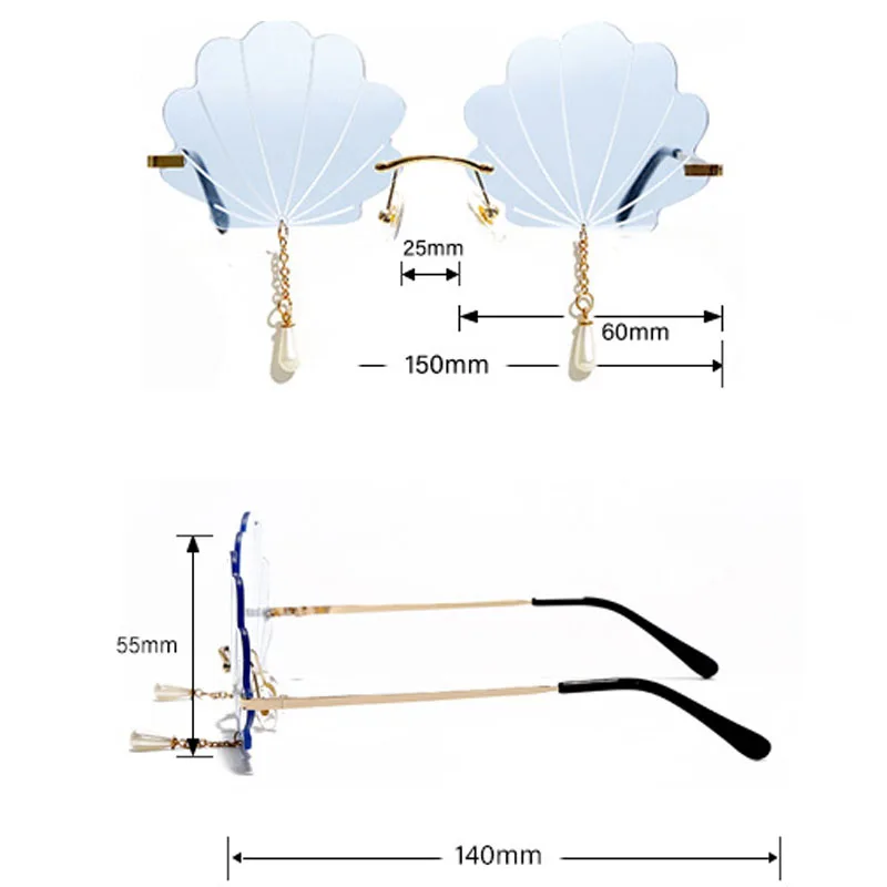 

2020 New Rimless Sunglasses 2020 Women Shell Sunglasses Metal Frameless Funny Party Sun Glasses Female Colorful Shades Oculos