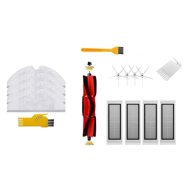 

2 Set Vacuum Cleaner Parts: 1 Set Washable HEPA Filter Main Brush Side Brush & 1 Set Mop Cloth