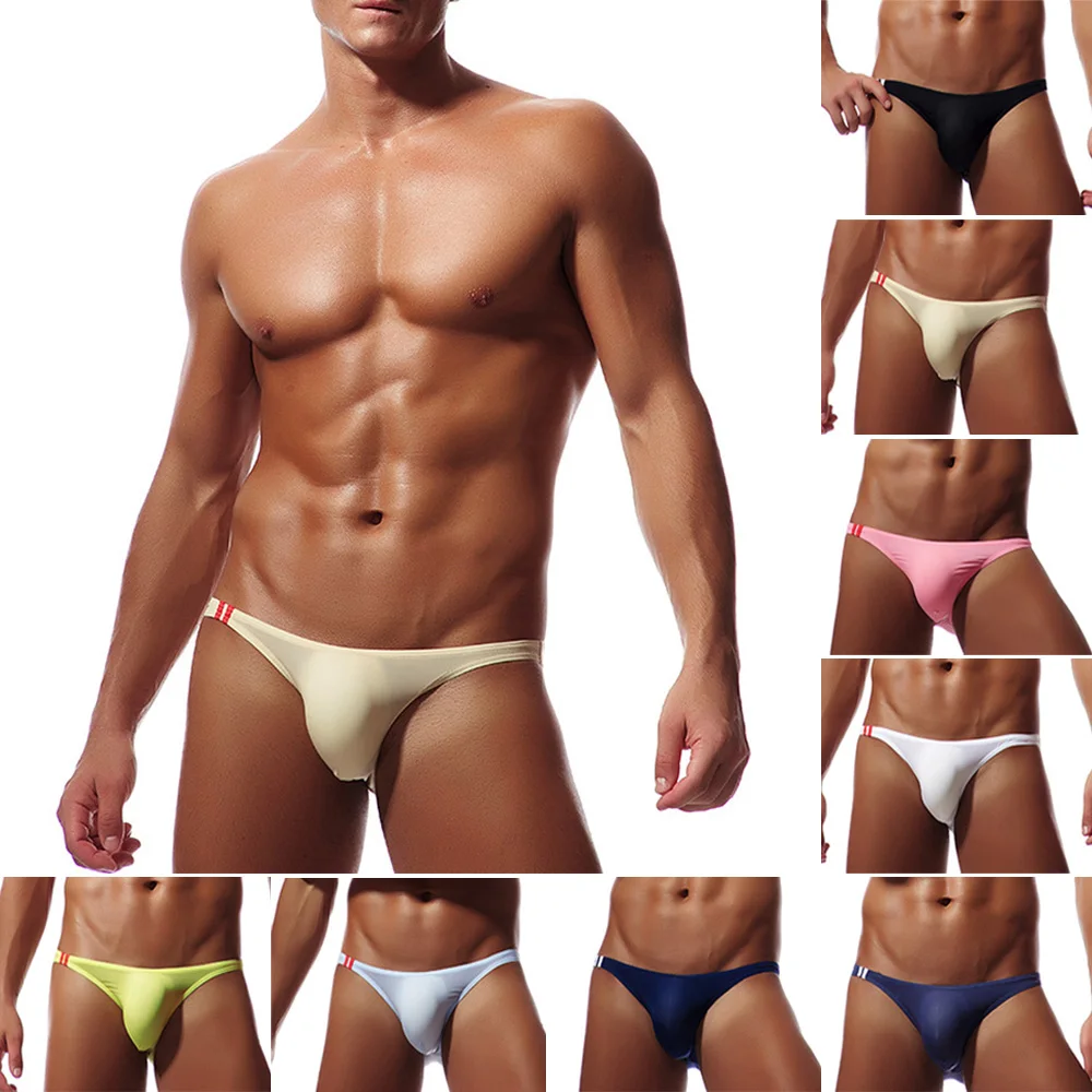 

Men Briefs Solid Underwear Men Fashion Sexy Briefs Bikini Low Waist Smooth Swimwear And Underwear Soft Nylon Briefs