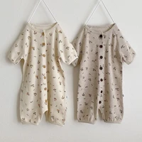 baby boys girls rompers autumn short sleeve button infant jumpsuit cute toddler solid color clothes cotton baby clothing