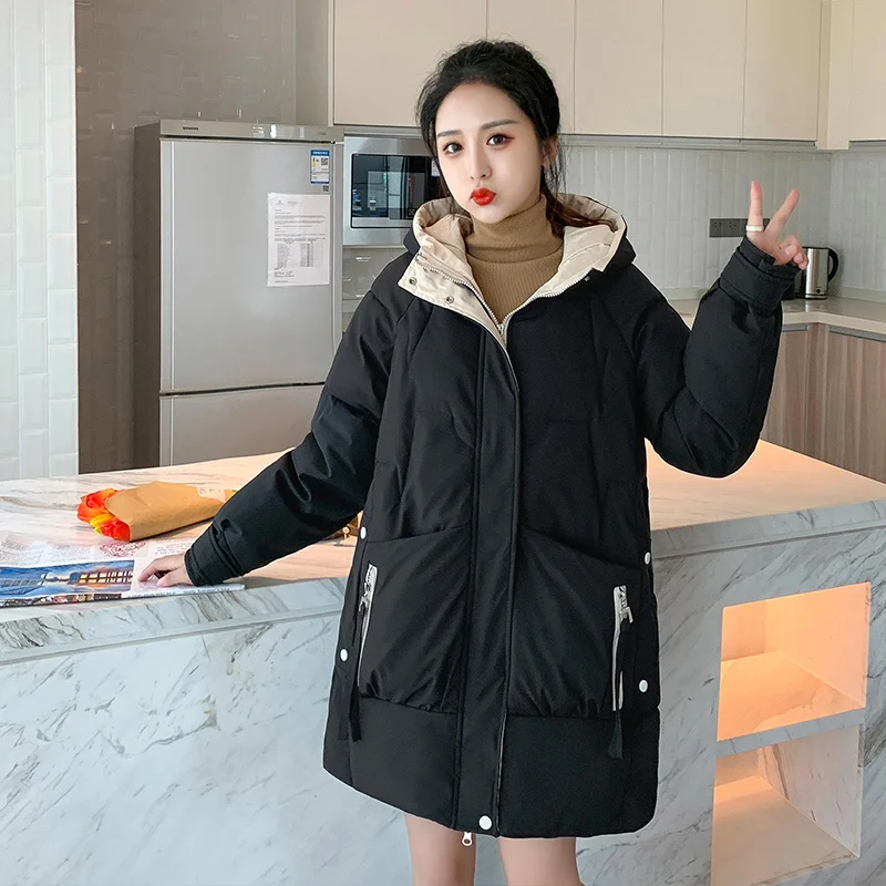 

2021 New Fashion Cotton Padded Jacket Women Winter Student Bread Jacket Short Loose Thick Hooded Coat Female Outerwear