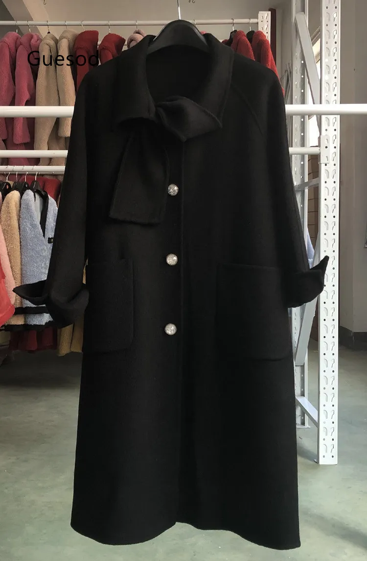 

Женское шерстяное пальто, шерстяное пальто, двусторонняя шерстяная верхняя одежда, осень-зима, длинная верхняя одежда, Новое поступление