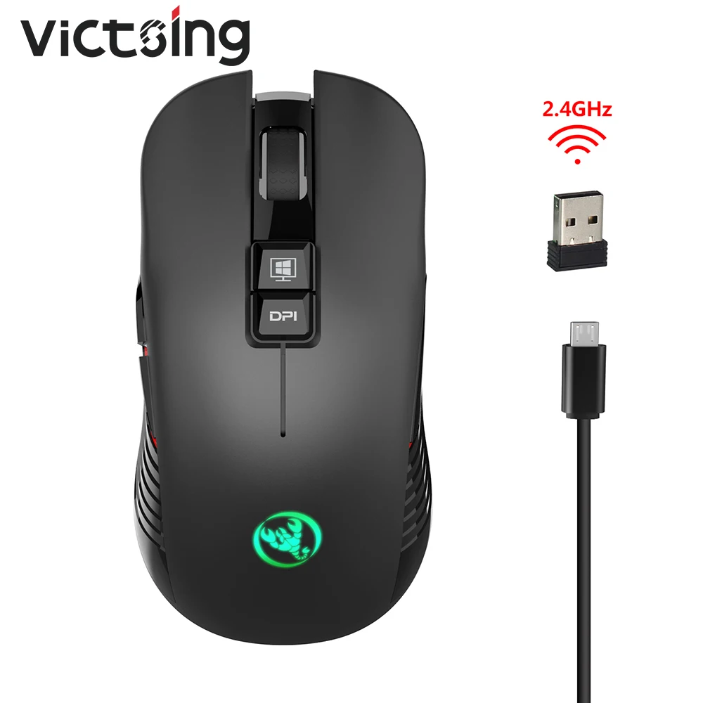 

VicTsing XR451 2.4G USB Gaming Mouse 3600 DPI 4 Adjustable Level DPI Wireless Mouse With RGB Light For PC Laptop Computer Gamer