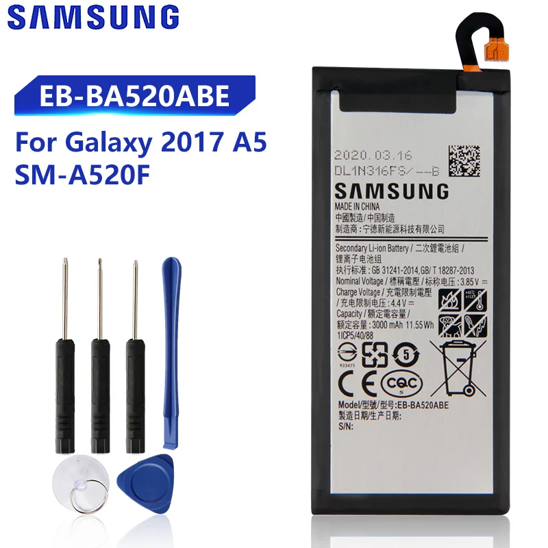 

Original Replacment Battery EB-BA520ABE For Samsung Galaxy A5 2017 Version A520 A520S A520F SM-A520F Genuine Battery 3000mAh