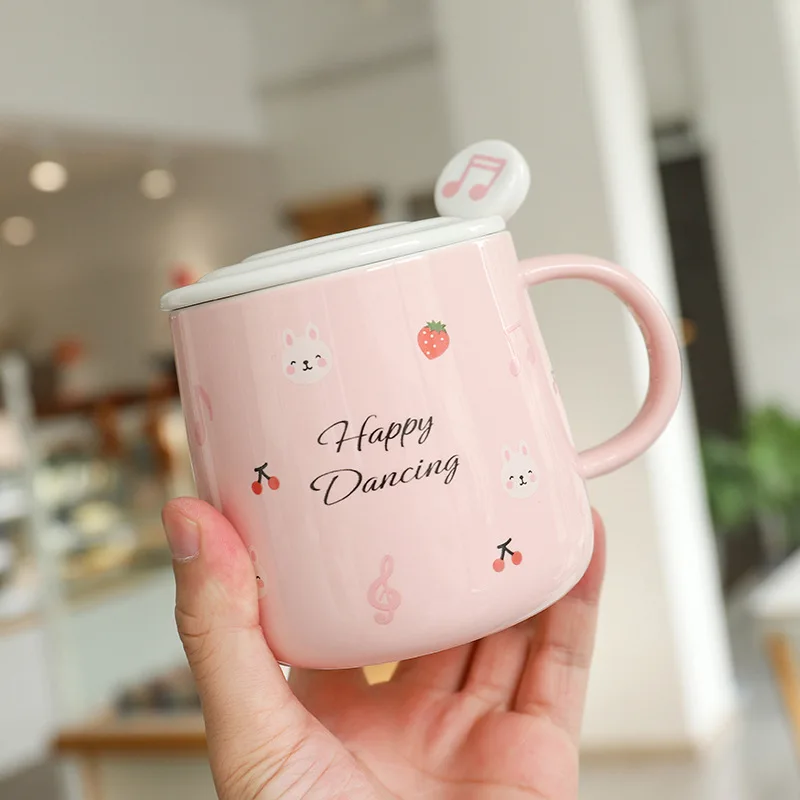 Кружка с рисунком кролика и ложкой креативная фарфоровая кружка для кофе латте