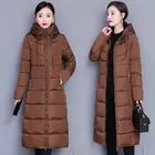 Женская Стеганая куртка с капюшоном, удлиненная теплая парка большого размера 5xl из хлопка в Корейском стиле, для зимы
