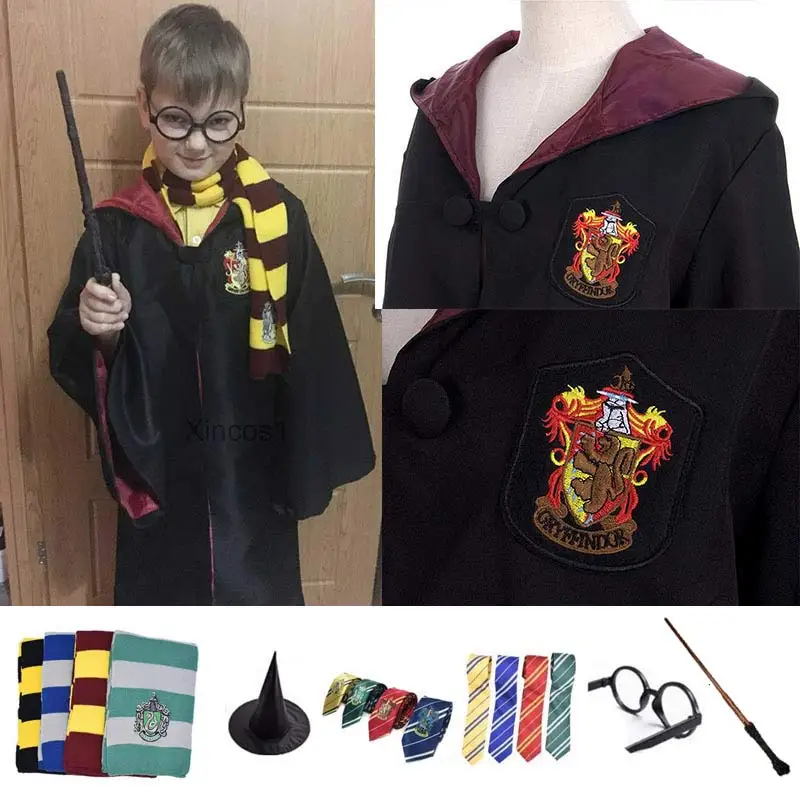 Костюм для косплея костюмы робы Поттера плащ-накидка с галстуком шарф Ravenclaw/Gryffindor/Hufflepuff/Slytherin детский подарок на день рождения