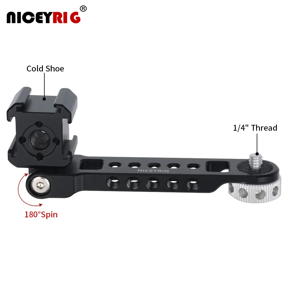 

Niceyrig Extension Base Plate Bracket with Tiltable Three Cold Shoe Mounts Adaptor