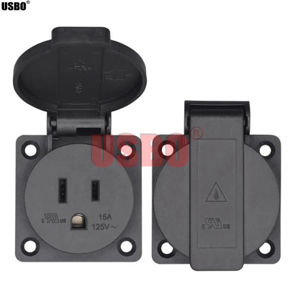 Черный 15A/20A 125V круглая крышка IP44 Американский Открытый водонепроницаемый разъем питания промышленный водонепроницаемый разъем