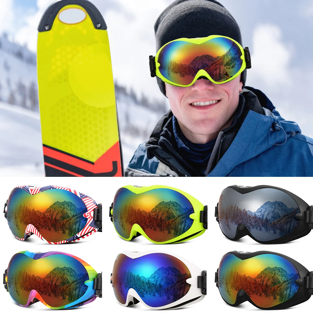 Лыжные очки Анти туман УФ Защита двойные линзы OTG снежные для мужчин женщин