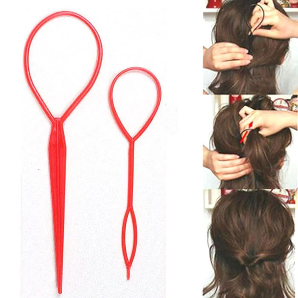 

2pcs/Set Hair Tail Tools Hair Braid Accessories Ponytail Maker Braid Tool Loop Hair Styling Plastic Hair Styling Accessories