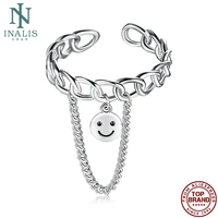 inalis rings for women smiley design s925 adjustable ring chain k pop style female fine jewelry birthday party gift to friends
