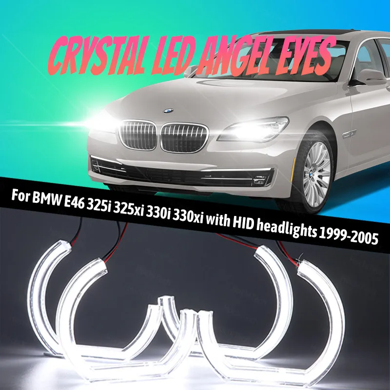 

Cut Style Halo Ring DTM U Shape Light 6000K White LED Angel Eyes Kit Day Light for BMW E46 with HID Headlights 1999-2005
