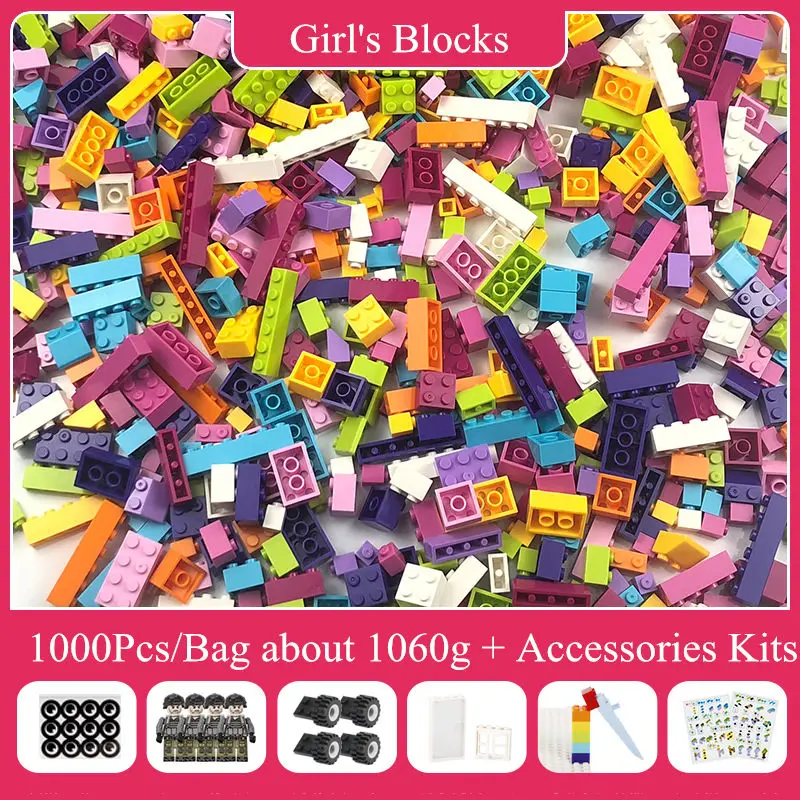 Горячая Распродажа 1000 шт. DIY строительные блоки с комплектом аксессуаров