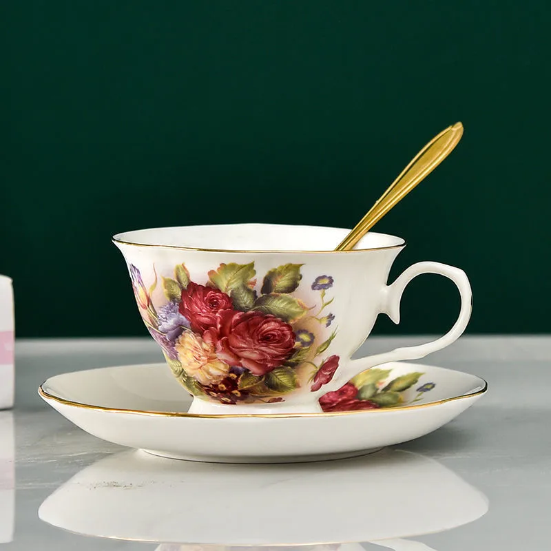 200 мл кофейная чашка блюдце ложка набор керамическая Цветочная для