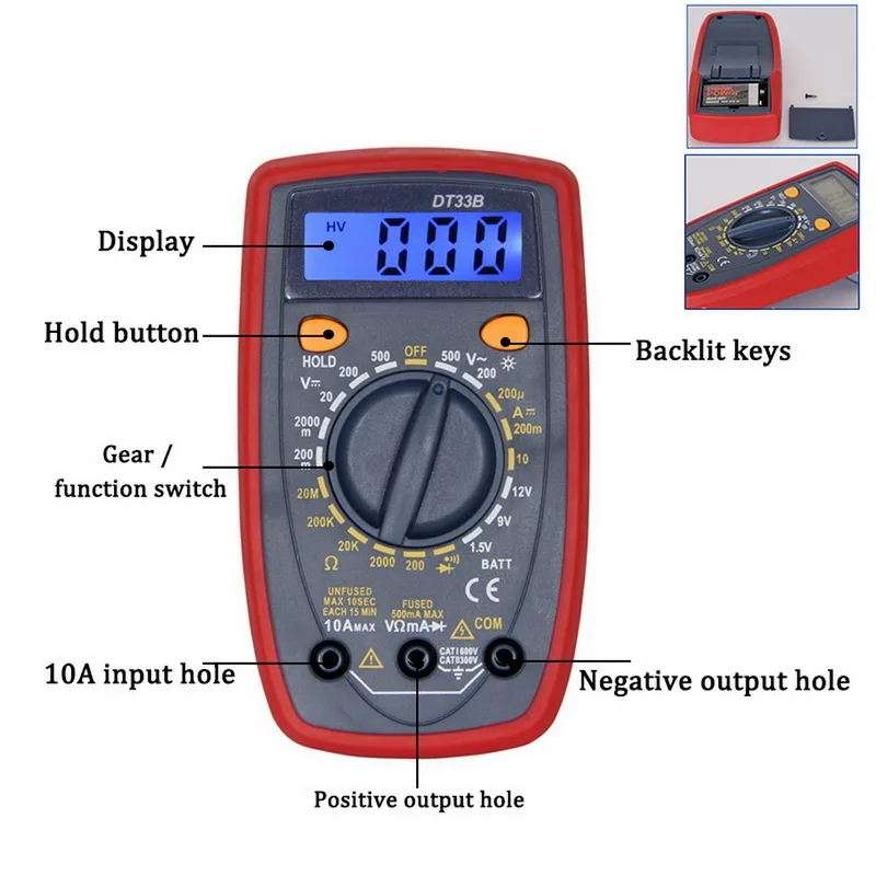 Цифровой мультиметр с ЖК дисплеем вольтметр амперметр Омметр DC10V ~ 1000V 10A AC 750V тест