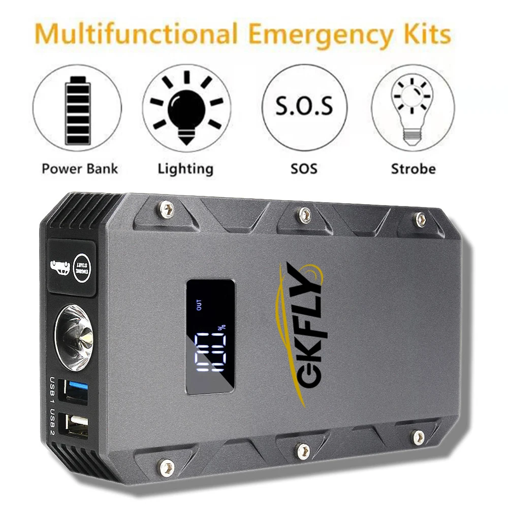 gkfly 12v 2000a car jump starter portable power bank starting device diesel petrol car charger for car battery buster booster free global shipping