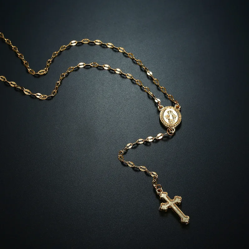 Женское ожерелье с подвеской крестом Дева Мария цепочка Иисусом винтажное Ювелирное Украшение для девушек