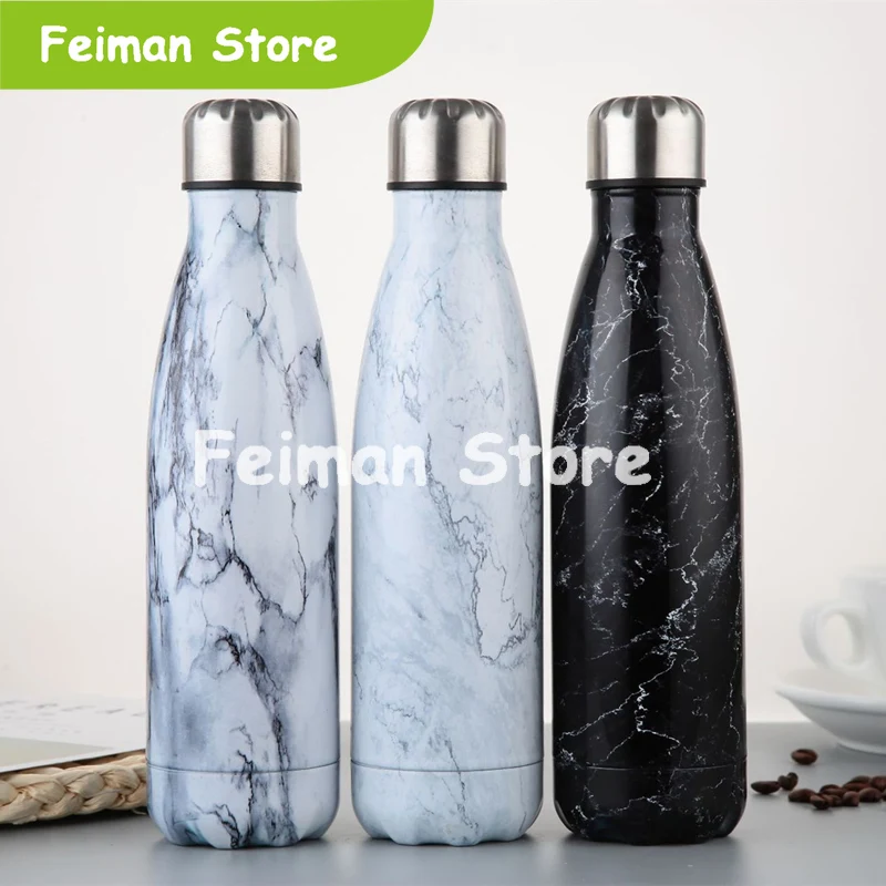 Мрамор принт бутылка для воды изотермическая Чашка 500 мл Нержавеющая сталь пива