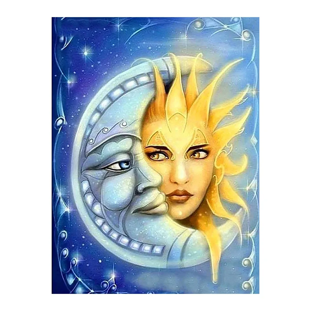 Sun Moon Face Алмазная картина Круглая Полная дрель мультфильм Nouveaute Сделай Сам