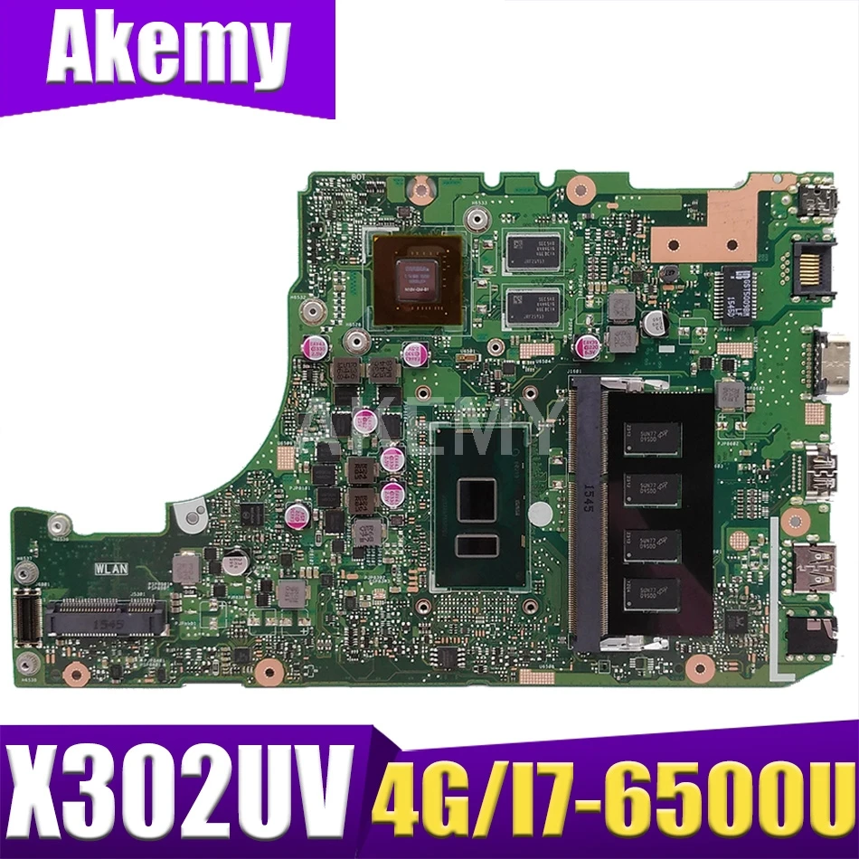 

X302UVK for ASUS X302UJ X302U X302UV X302UA/UJ laptop motherboard I7-6500U GT820M-2GB RAM-4GB DDR3 original test