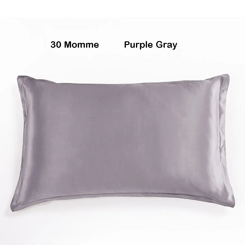 Purple Gray 1 piece Чехол для подушки из шелка тутового шелкопряда для волос и кожи, размер королевы 20* 30in 30 Momme, чехол для подушки, шелковые наволочки с застежкой-конвертом - Цвет: Purple Gray 1 piece