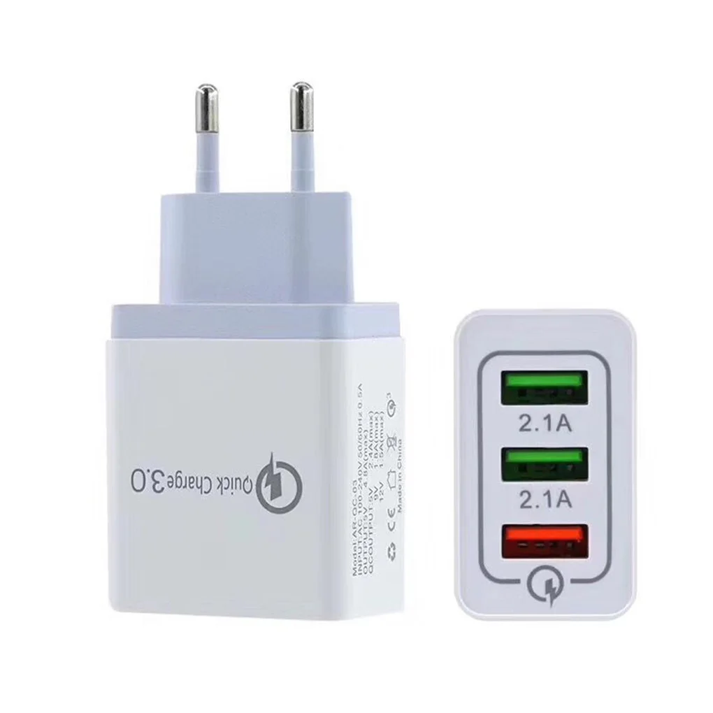 White ЕС/США штекер Smart путешествия 3 USB зарядное устройство адаптер настенный портативный быстрая зарядка мобильного телефона для iPhone для Android - Тип штекера: White