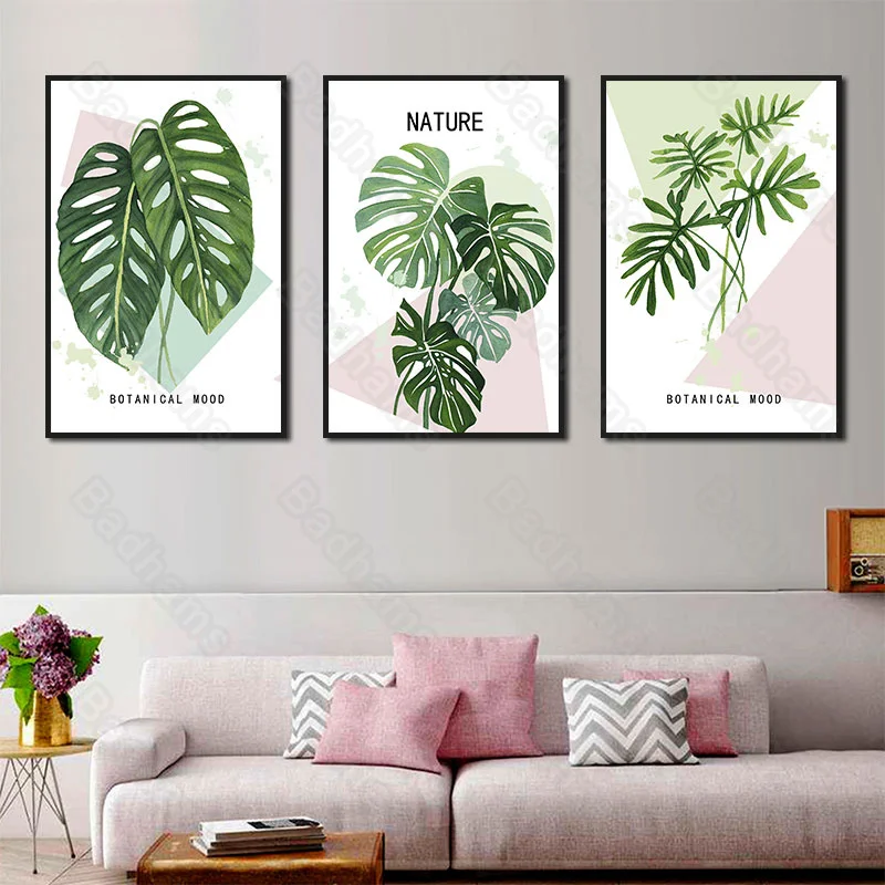 

Nordic Home Decoration Fresh Green Plant Pattern Painted Living Room Mural Bedroom Corridor Porch Dining Room Hanging Painting