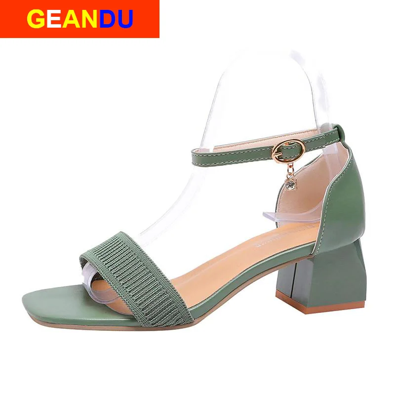 

Sandals Women 2020 High Heel Office Shoes Woman Buckle Strap Pumps Casual Women High Heels Plus Size 35-43 4cm Open Toe Heels