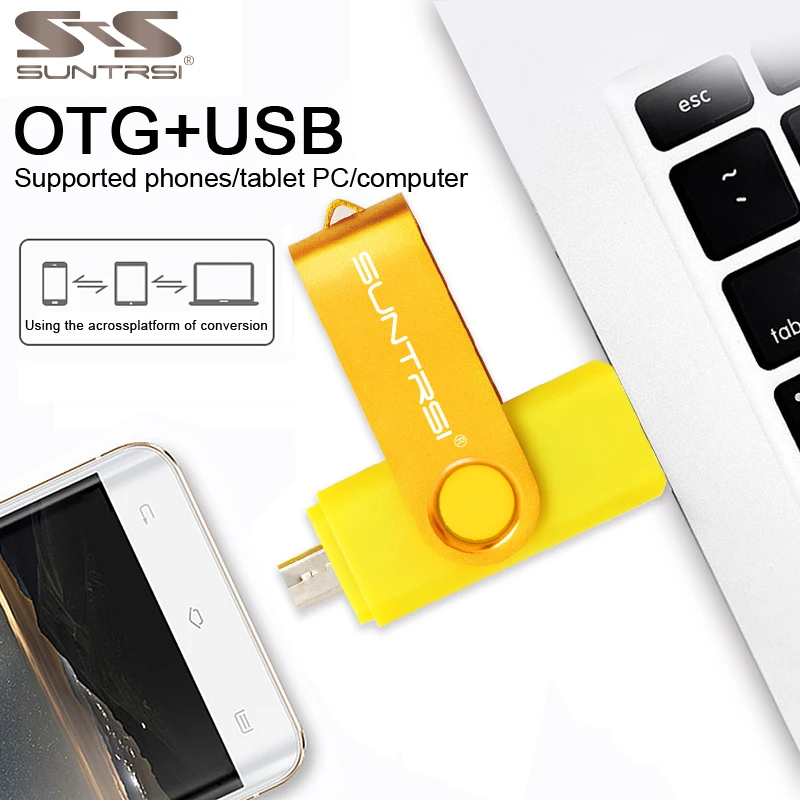 Suntrsi 2 0 OTG USB флеш-накопитель 32 Гб металлический корпус Флешка высокая скорость для